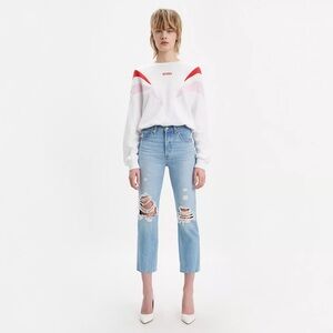 Levi’s Distressed 501 Crop Straight Jeans